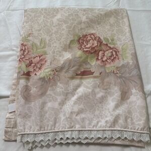 Vtg Jessica McClintock Flat Sheet Romantic Liaisons Monochromatic Botanical FULL